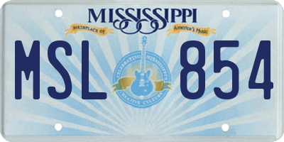 MS license plate MSL854