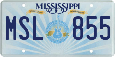 MS license plate MSL855