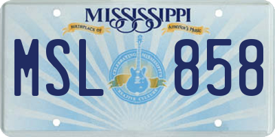 MS license plate MSL858