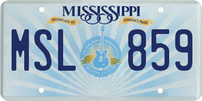 MS license plate MSL859
