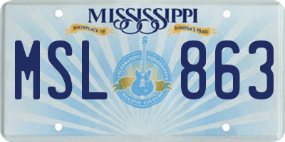MS license plate MSL863
