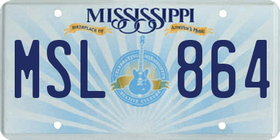 MS license plate MSL864