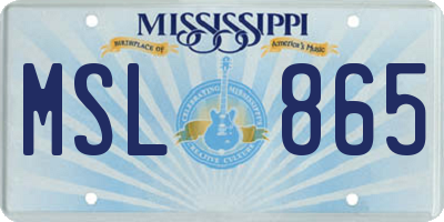 MS license plate MSL865