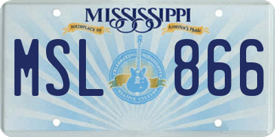 MS license plate MSL866