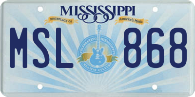 MS license plate MSL868