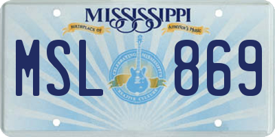 MS license plate MSL869