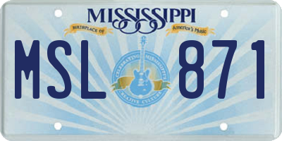 MS license plate MSL871