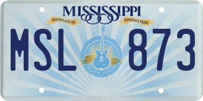 MS license plate MSL873