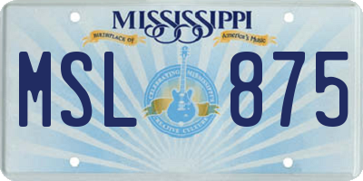 MS license plate MSL875