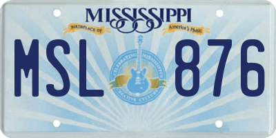MS license plate MSL876