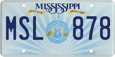 MS license plate MSL878