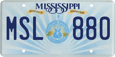 MS license plate MSL880