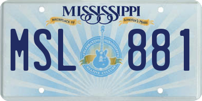 MS license plate MSL881