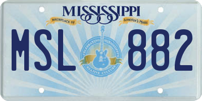MS license plate MSL882