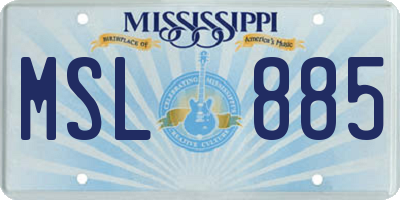 MS license plate MSL885