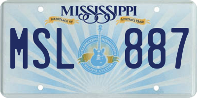 MS license plate MSL887