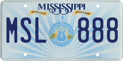 MS license plate MSL888