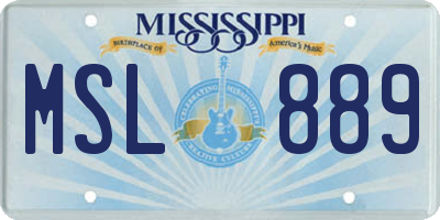 MS license plate MSL889