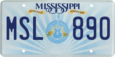 MS license plate MSL890