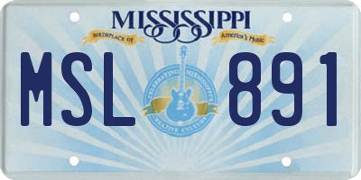 MS license plate MSL891