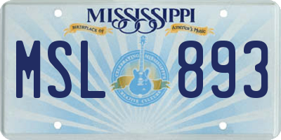 MS license plate MSL893