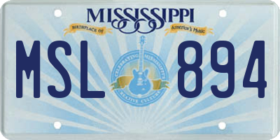 MS license plate MSL894