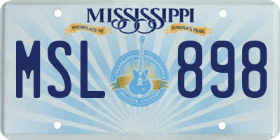 MS license plate MSL898