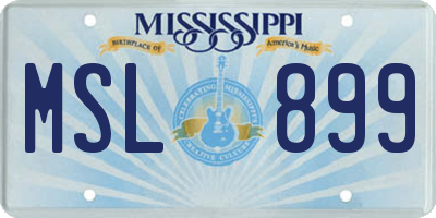 MS license plate MSL899