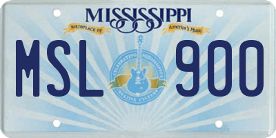 MS license plate MSL900