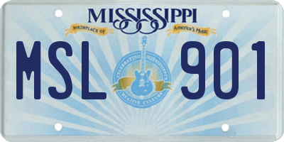 MS license plate MSL901