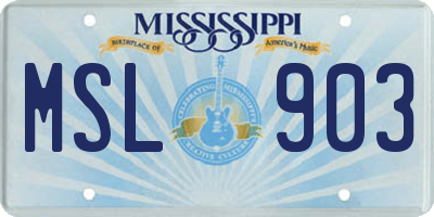 MS license plate MSL903