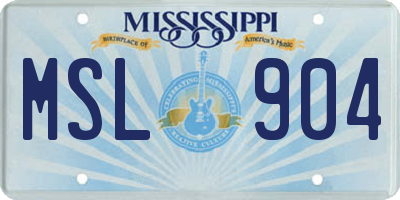 MS license plate MSL904