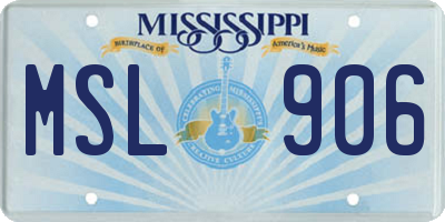 MS license plate MSL906