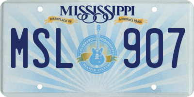 MS license plate MSL907