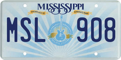 MS license plate MSL908