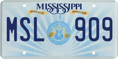 MS license plate MSL909