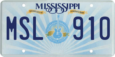 MS license plate MSL910