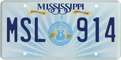 MS license plate MSL914