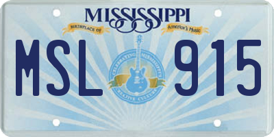 MS license plate MSL915