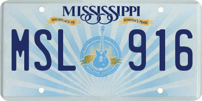 MS license plate MSL916