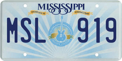 MS license plate MSL919