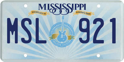 MS license plate MSL921