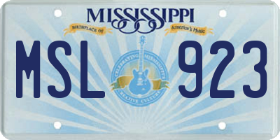 MS license plate MSL923
