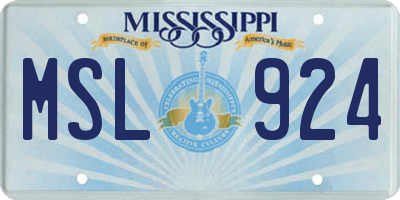 MS license plate MSL924