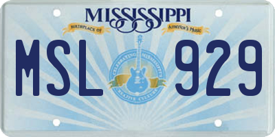 MS license plate MSL929