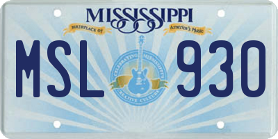 MS license plate MSL930