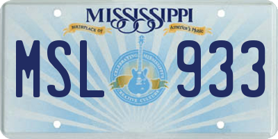 MS license plate MSL933
