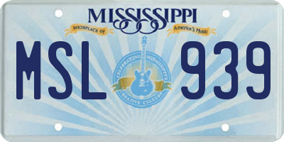 MS license plate MSL939
