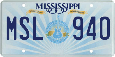MS license plate MSL940