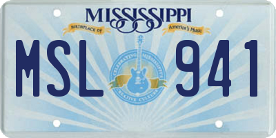 MS license plate MSL941